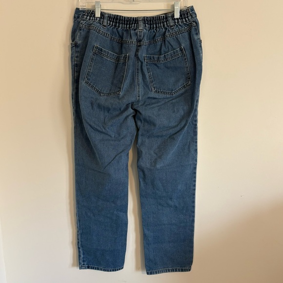 Woman Within Perfect Cotton Back Elastic Denim Straight Jeans Size 14W - Picture 2 of 7